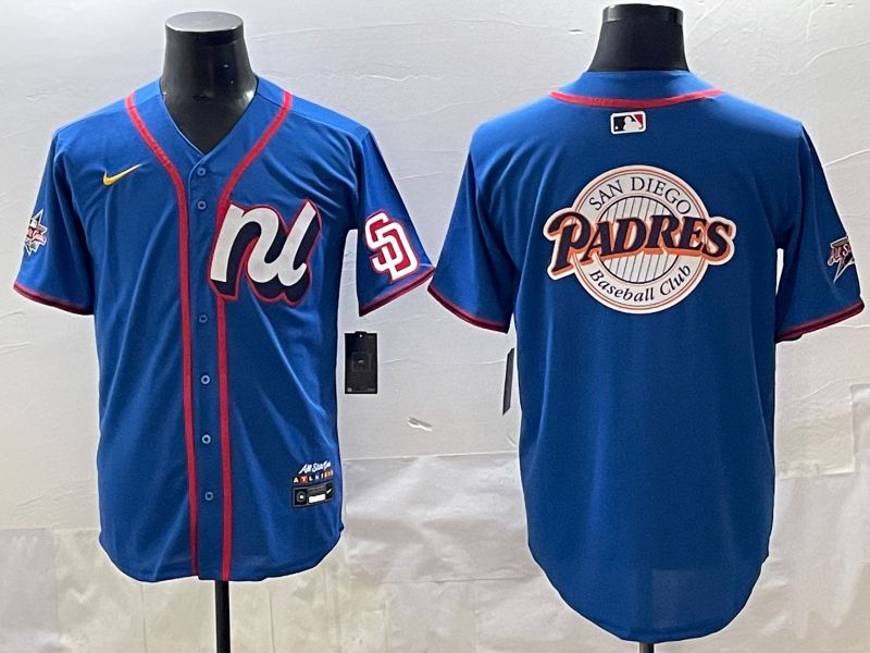 Men 2025 San Diego Padres Blank Blue All star Blank Blue Nike MLB Jersey style 5